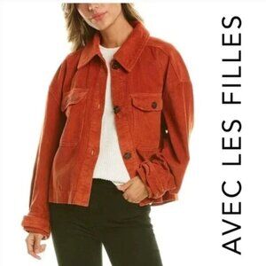 Avec Les Filles Oversized Rust Corduroy Button Front Jacket